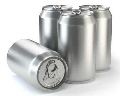 Silver aluminium cans for beverages