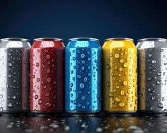 Printed aluminium slim cans in assorted colours